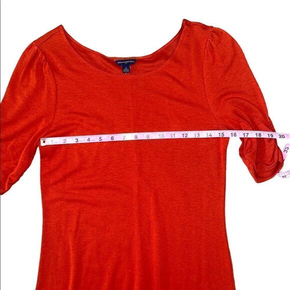 Banana Republic Ruched Sleeve Shift Dress in Burnt Tangerine Medium NWT - Picture 8 of 12